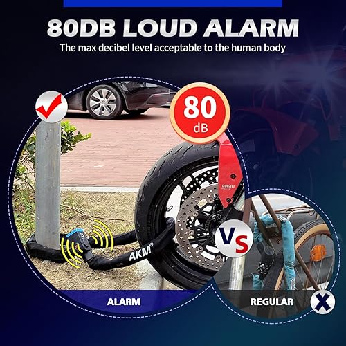 Miniatura 2 de AKM Alarma segura de 80 db de largo 4 pies47.2 in de largo, antirrobo, resistente, cadena de motocicleta de 38 pulgadas de grosor, a prueba de