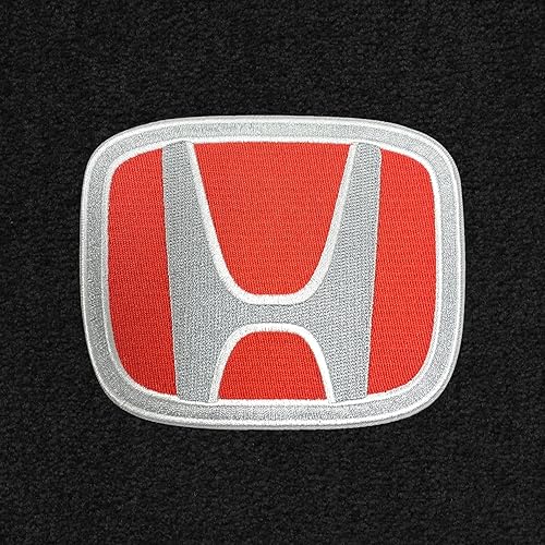 Miniatura 2 de Lloyd Mats Alfombrillas de piso resistentes para Honda Civic de 4 puertas 2006-2011 (Hybrid OK)  Logotipo plateado y rojo Honda H (negro, 3 piezas,