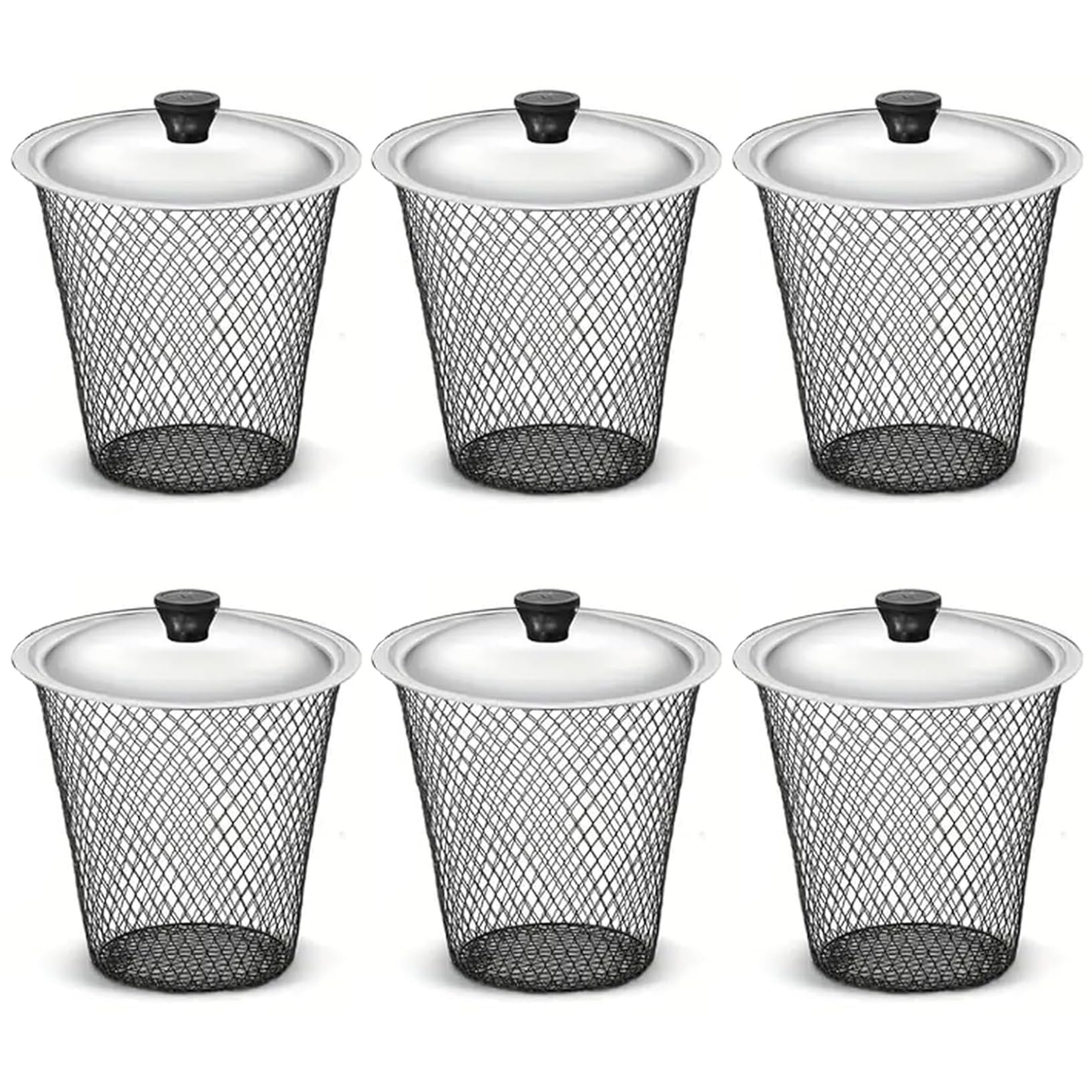 Temeemeg 6 Pack Worm Composter with Lid, Underground Metal Mesh Compost Bin for Kitchen & Garden Waste, Outdoor Compost Bin for Natural Decomposition