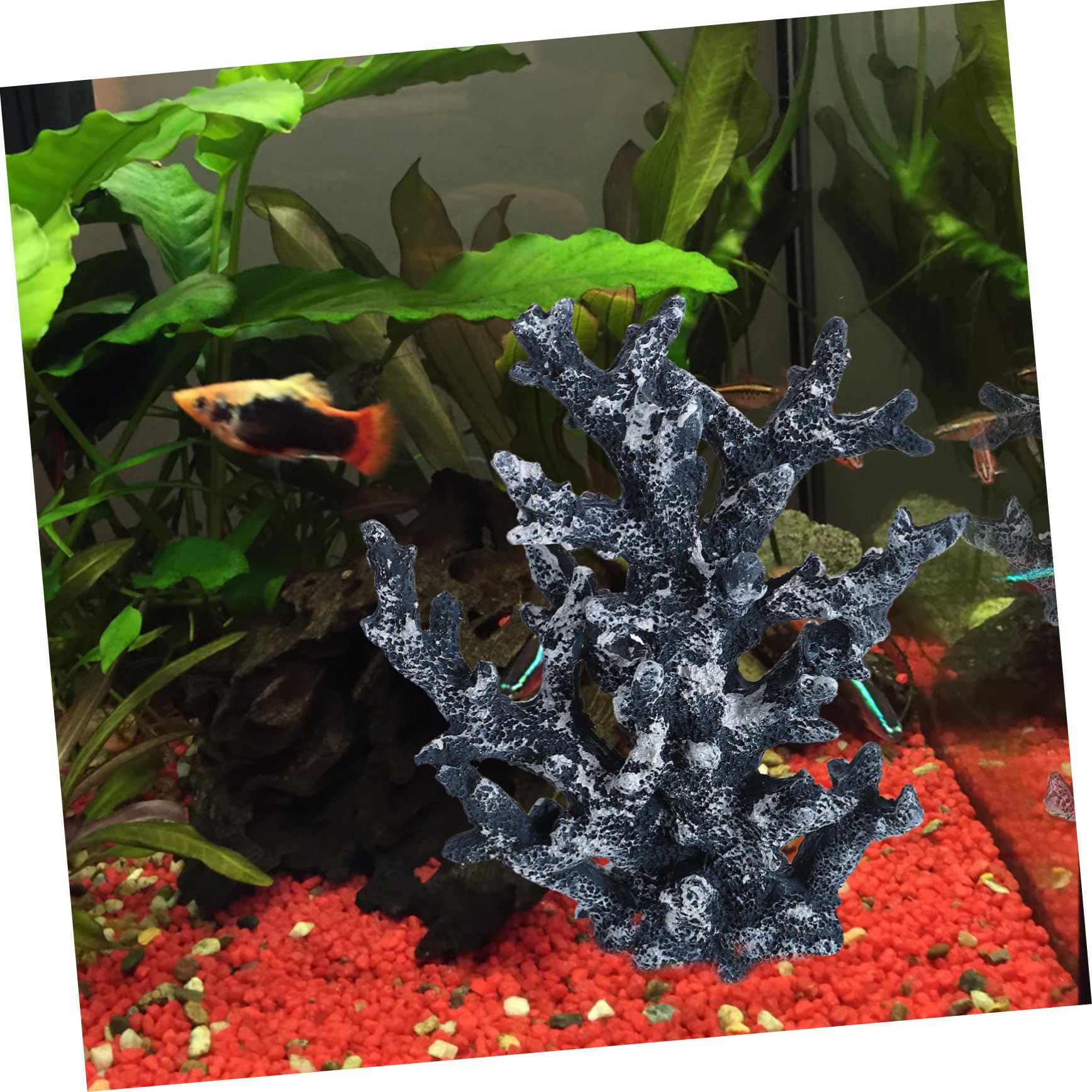 TOPBATHY Adorno de Coral Artificial para Acuario y Pecera, Resina Azul