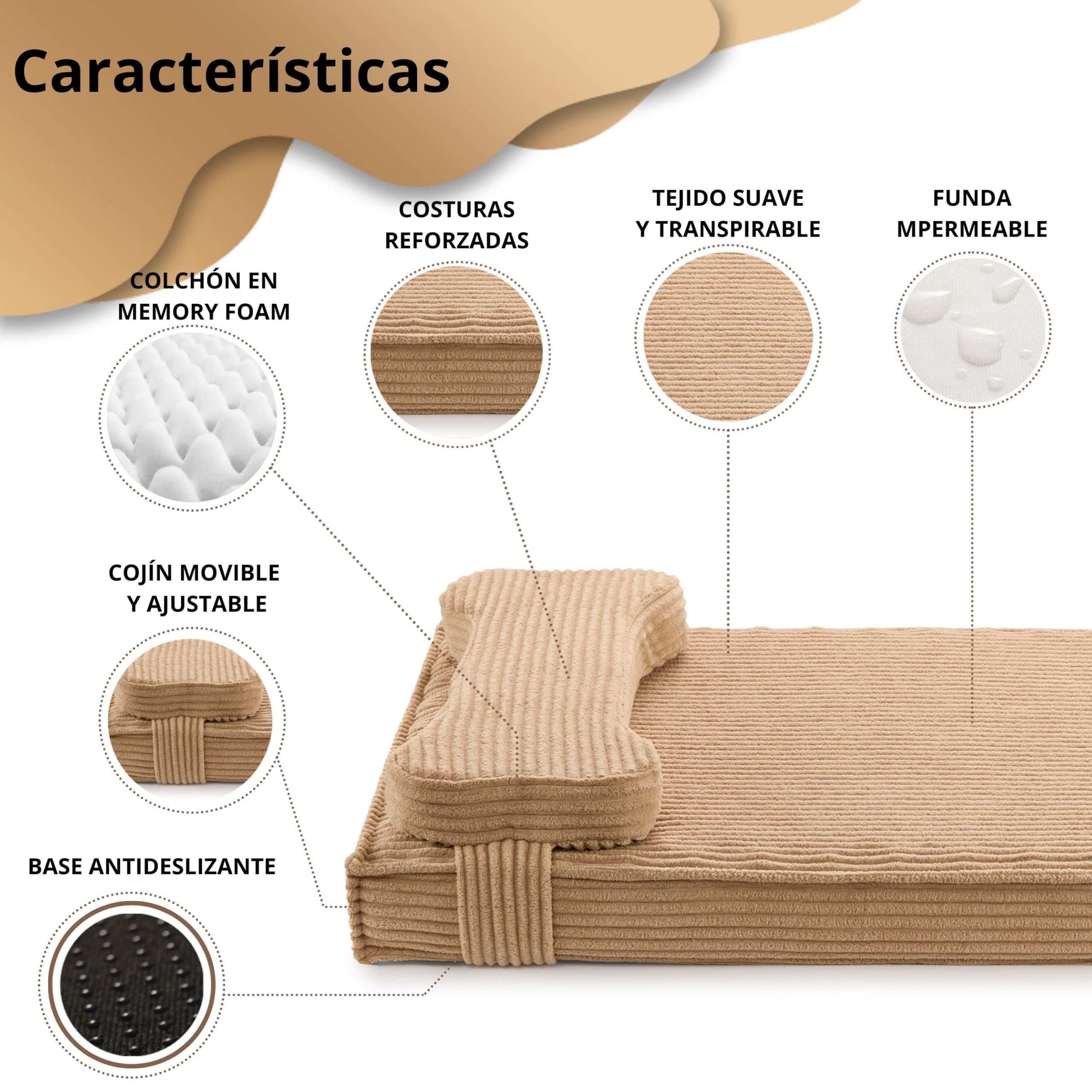 Cama para Gatos ortopédica con Funda Impermeable (Mediu)