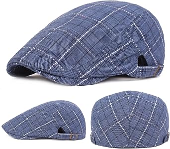 Newsboy Hats for Men Cotton Cap Adjustable Flat Cap Classic Irish Cabbie Driving Tweed Ivy Cap Scally Cap