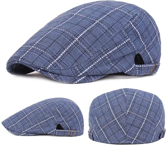 Newsboy Hats for Men Cotton Cap Adjustable Flat Cap Classic Irish Cabbie Driving Tweed Ivy Cap Scally Cap