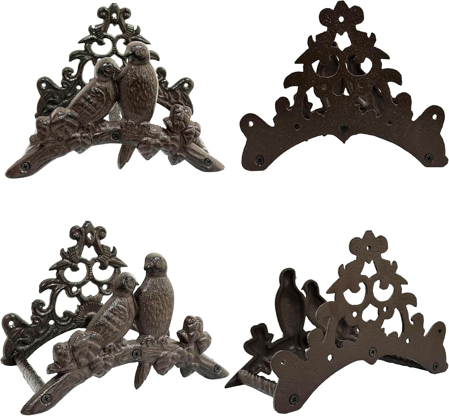 Garden Hose Holder Cast Iron Heavy Duty Water Hose Hanger, Outside Wall Mount, Solid Metal Decorative Rack/Organizer/Stand, Easy to Install, Hold Up to 50/75/100 ft (Hose holder - 2 Birds)