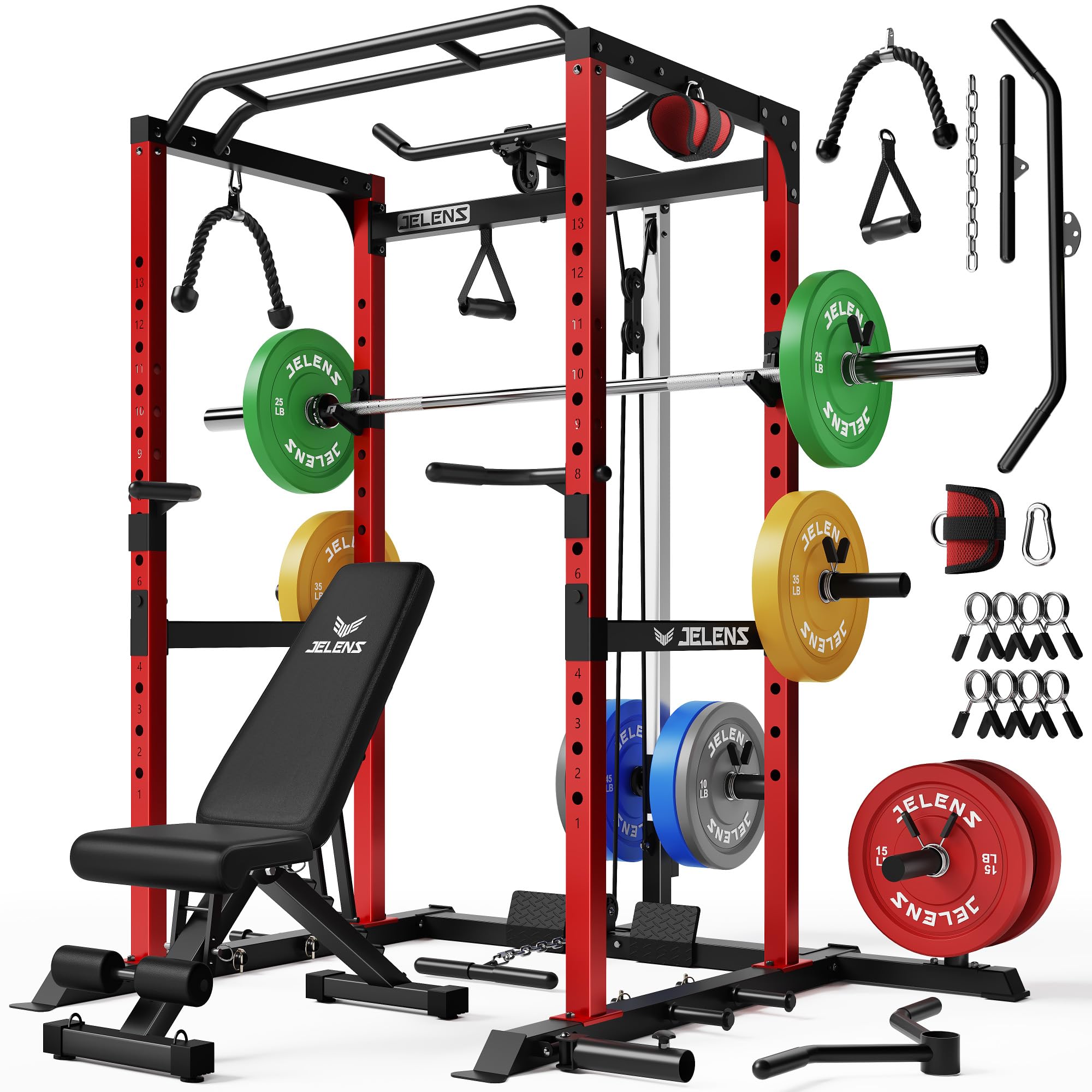 JELENS Power Cage - 2000LBS Home Gym Rack -12