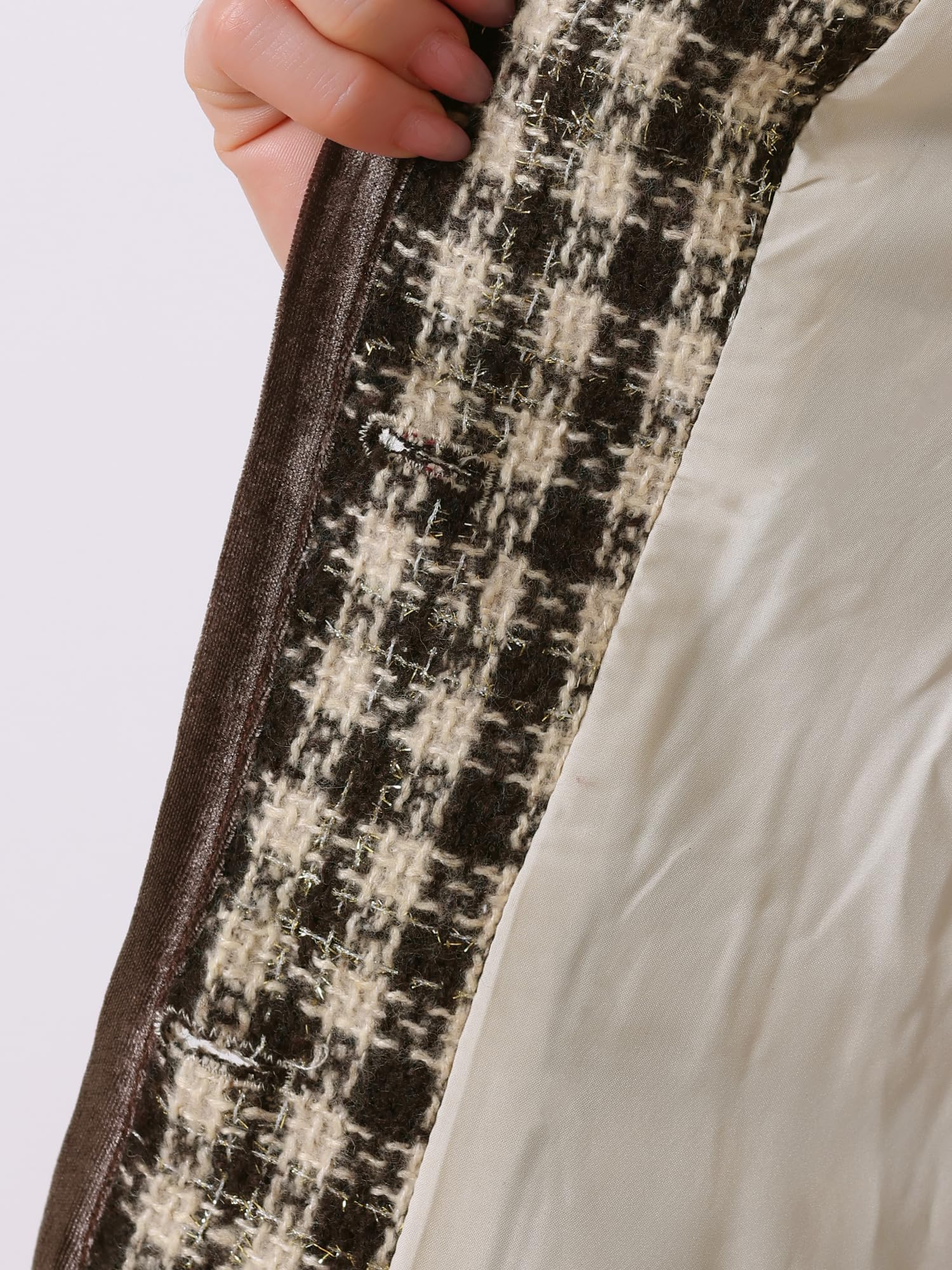 Allegra K Ensemble de Costume pour Femme 2 pièces Tenues Plaid Tweed Court Blazer Veste et Ensembles de Jupe de Noël
