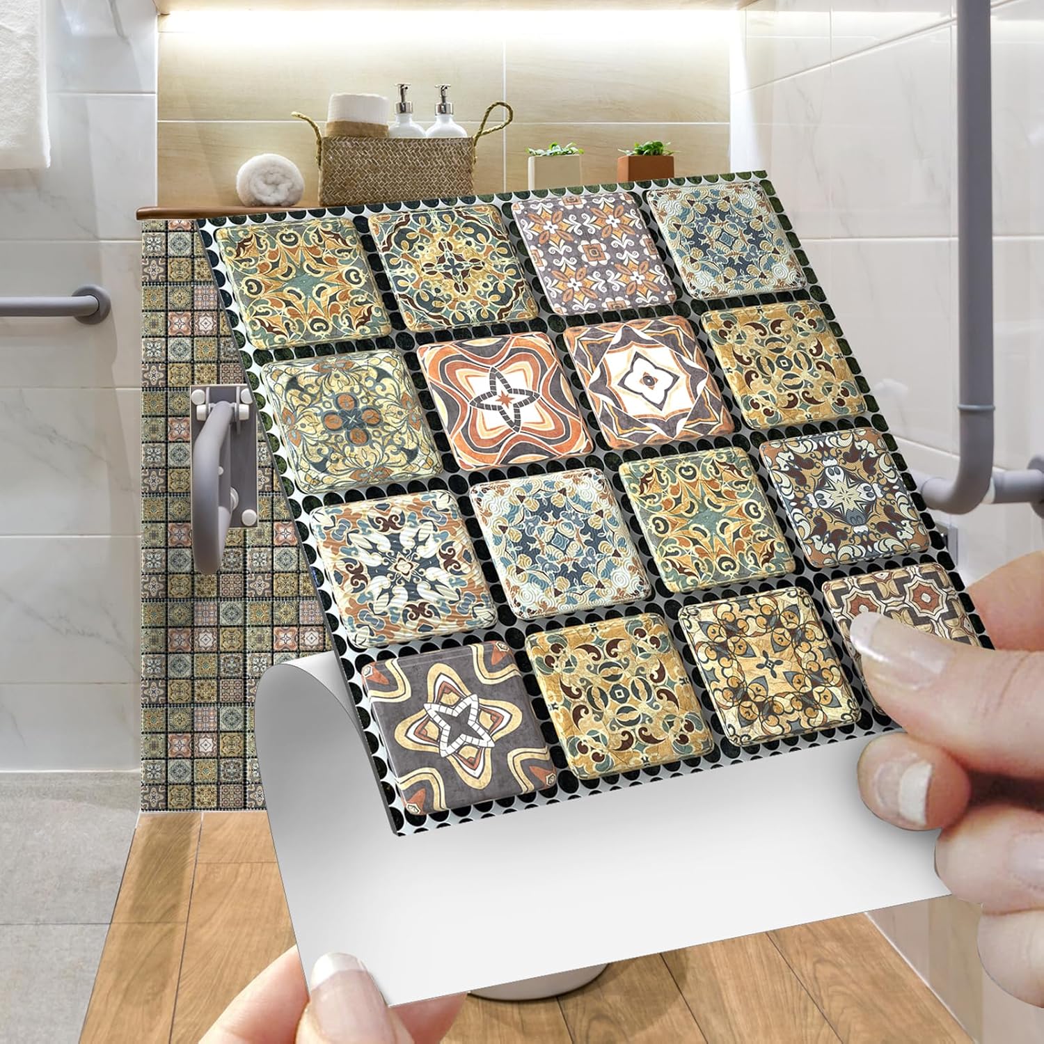 Adhesivo para azulejos de mosaico, despegar y pegar, pegar en azulejos de pared para cocina, azulejos de pared, calcomanías de baño, autoadhesivos,