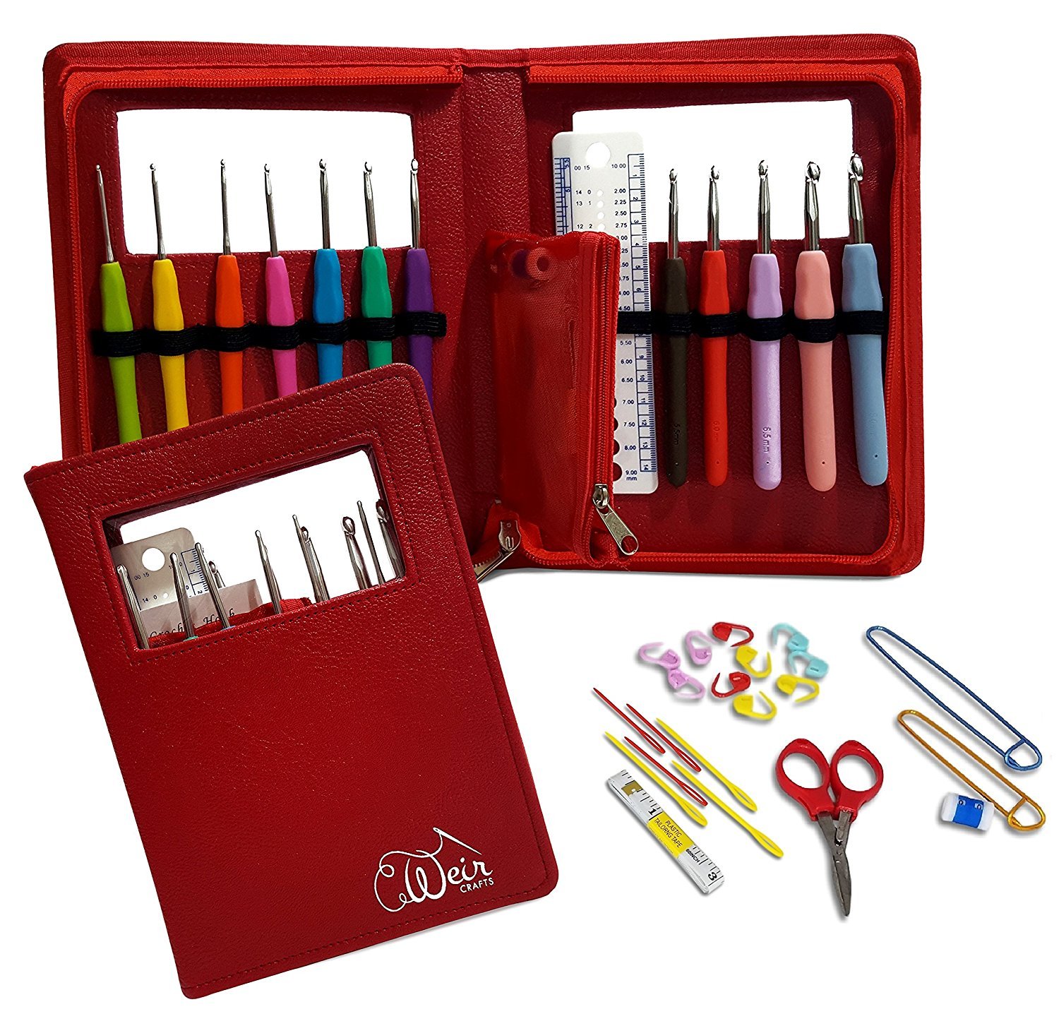 Crochet Hook Kit with 12 Ergonomic Hooks and Case Crocheting Needles