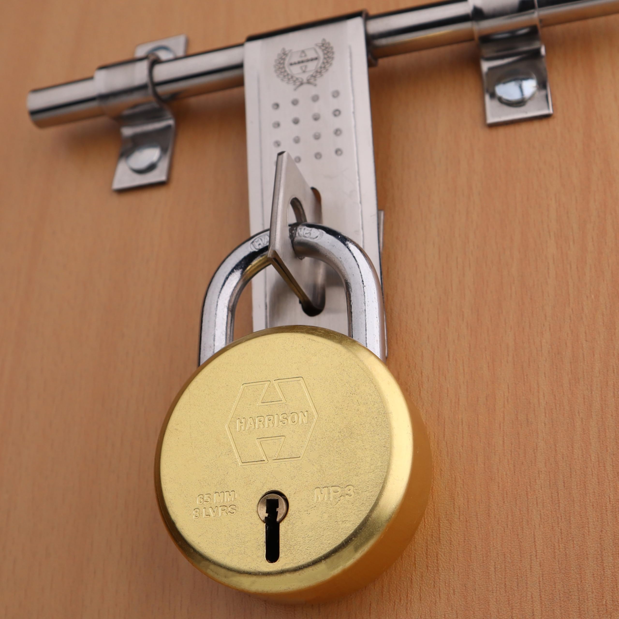 Harrison Padlocks/Round Padlock 65mm 8 Lever with 3 Keys MP3-0053 Pack of 1/ Brass Material/Brass Lacquer Finish/Door Lock, Shutter Lock, Godown Lock, gate Lock (B0CV9BRXNT) Amazon Price History, Amazon Price Tracker