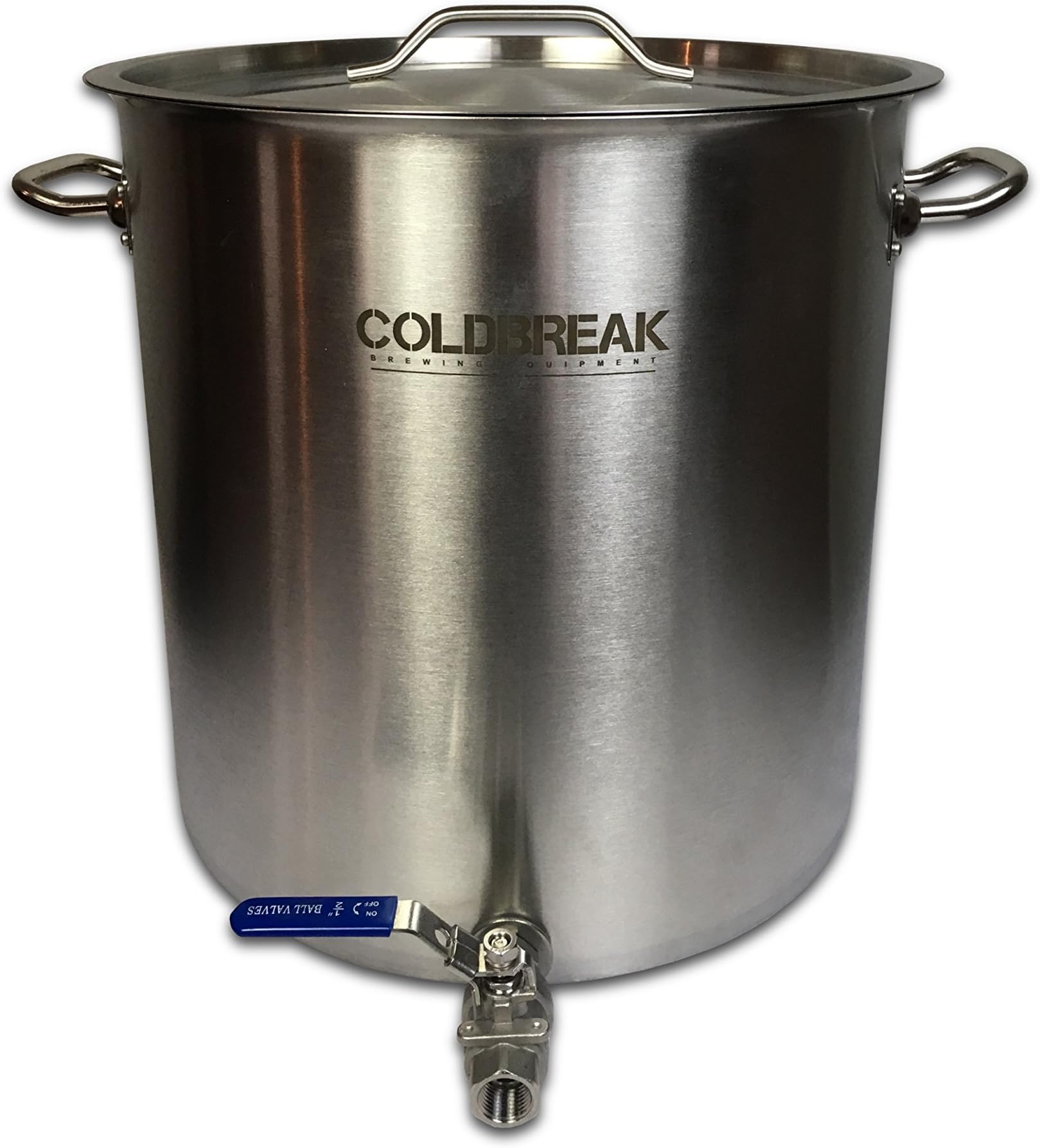 COLDBREAK CBK10GSSVColdbreak 10 Gallon Brewing Kettle (40 Quart) with Ball Valve, Stock Pot, Stainless Steel with Aluminum Core Bottom (Tri-clad), Heavy Duty, Includes Lid, Silver