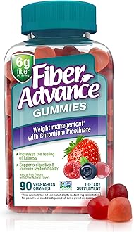 Fiber Advance Weight Management Gummies | 100% Plant Based Fiber for Digestive Wellness and Gut Health | Chromium Picolinate for Weight Management Support, 90 Count