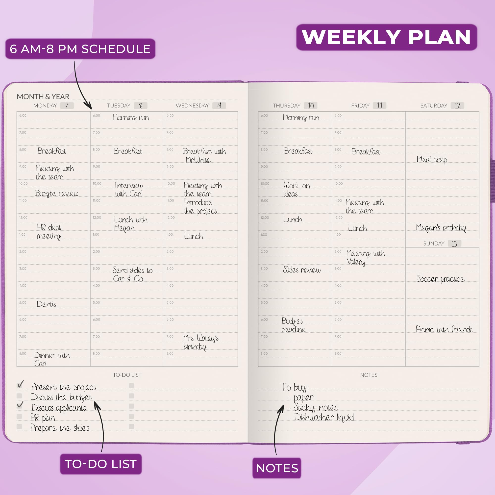 Skyline Hourly Weekly Planner, Undated Agenda & Daily Appointment Book - Image 3