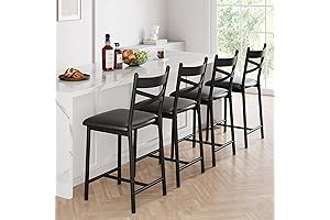 IDEALHOUSE Upholstered Bar Chairs - Comfy Bar Stools with Back