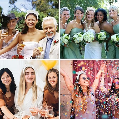 Miniatura 7 de BAHABY Diadema de novia con velo para novia, regalos de despedida de soltera, diademas de perlas blancas para mujeres, decoraciones de despedida de