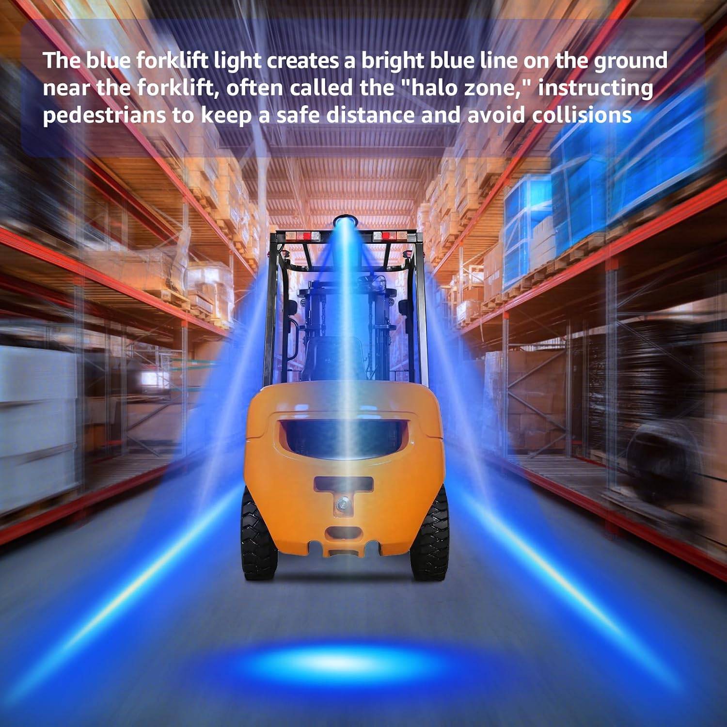 LED Forklift Safety Light Blue - 2Pack LED Forklift Straight & Side Zone Light 1600LM, 30W, DC12-80V