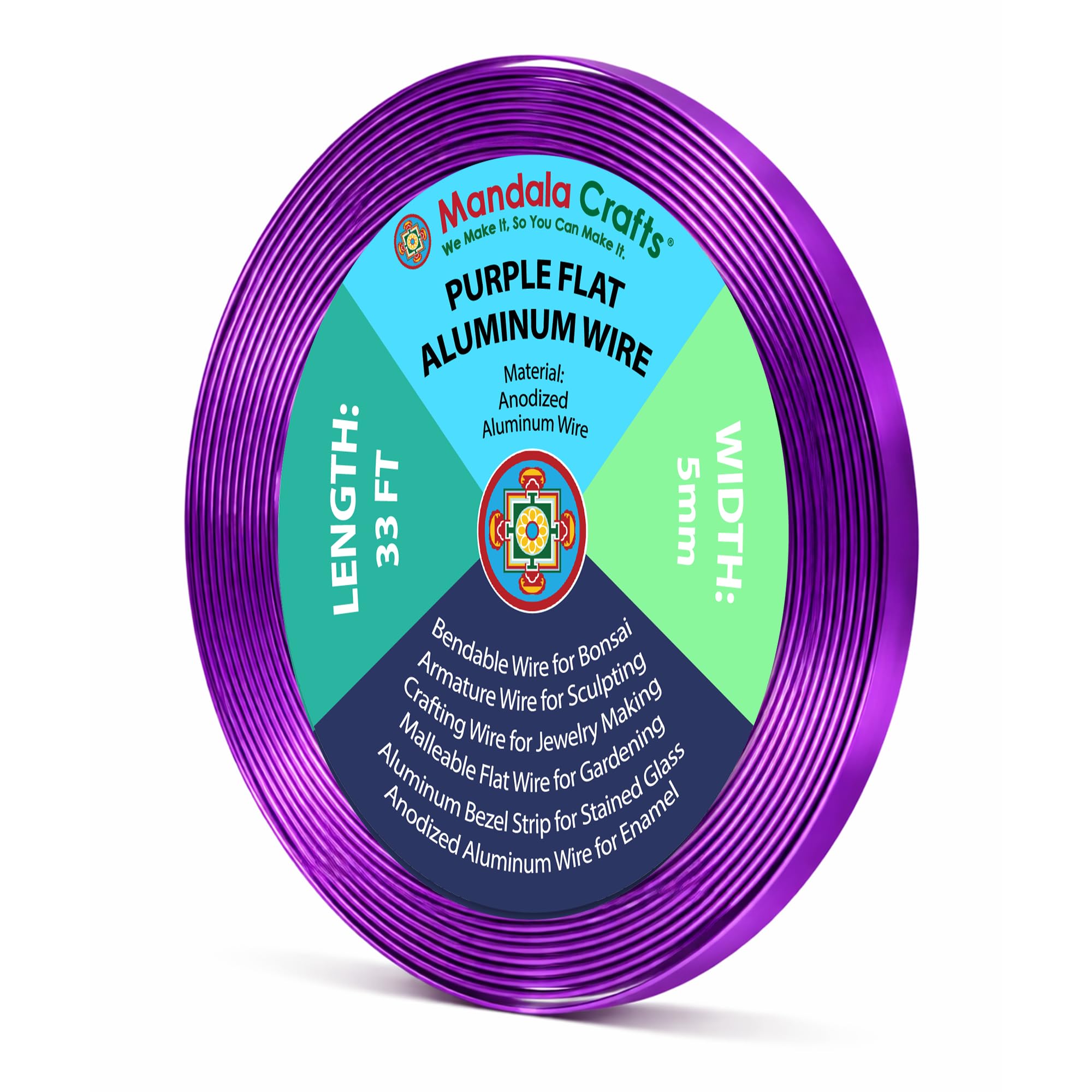 Mandala Crafts 5mm Purple Flat Aluminum Crafting Wire for Sculpting