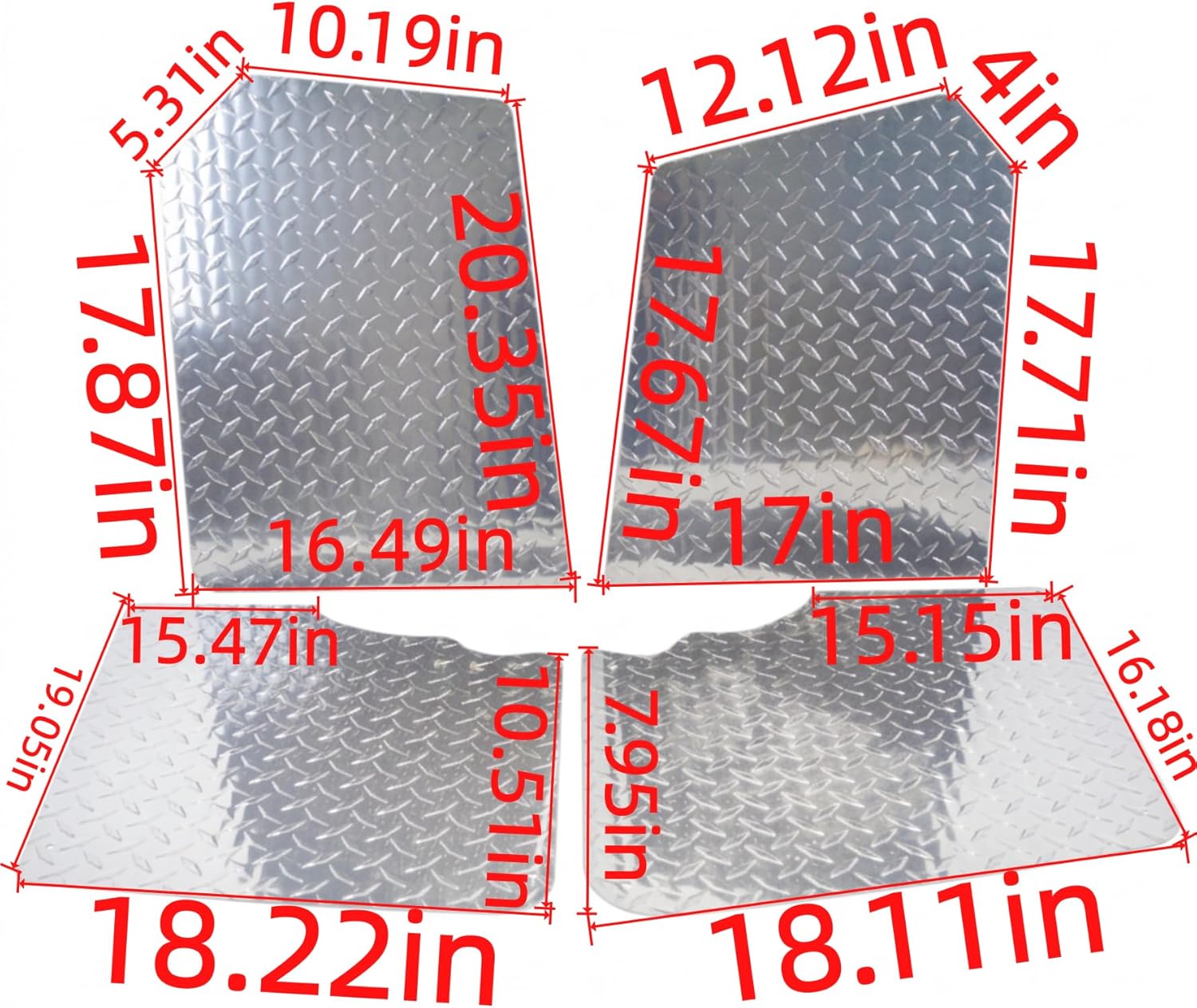 UTV Diamond Plate Floor Heavy Duty Aluminum Floor Boards Replacement for Polaris Ranger XP 800 Crew 2010 2011 2012 2013 2014 Silver