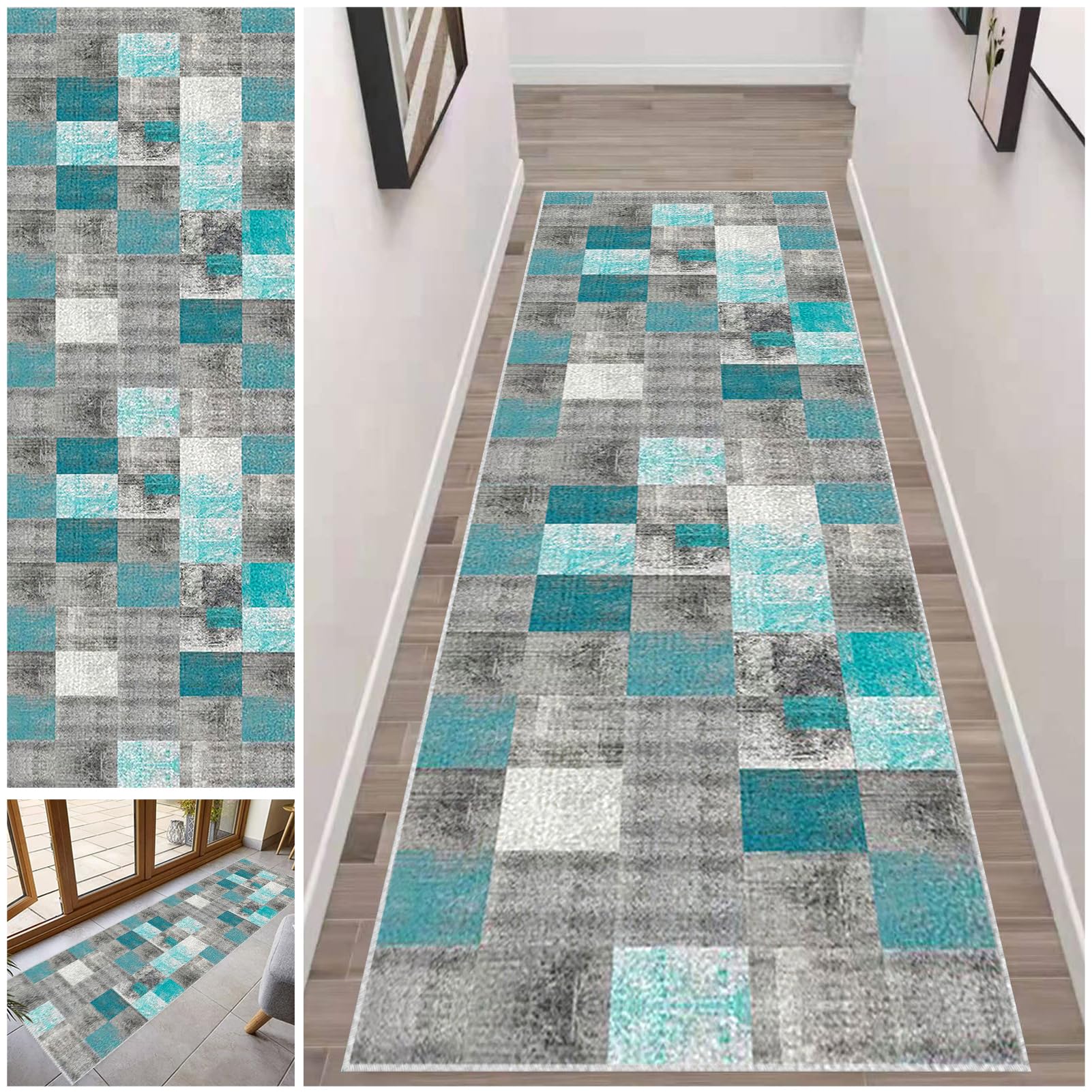 Nadający się do prania, dywan na korytarz, 120 x 600 cm, z krótkim włosiem, chodnik kuchenny, dywan na korytarz, antypoślizgowy bieżnik do korytarza, kuchni, wejścia, jadalni, sypialni