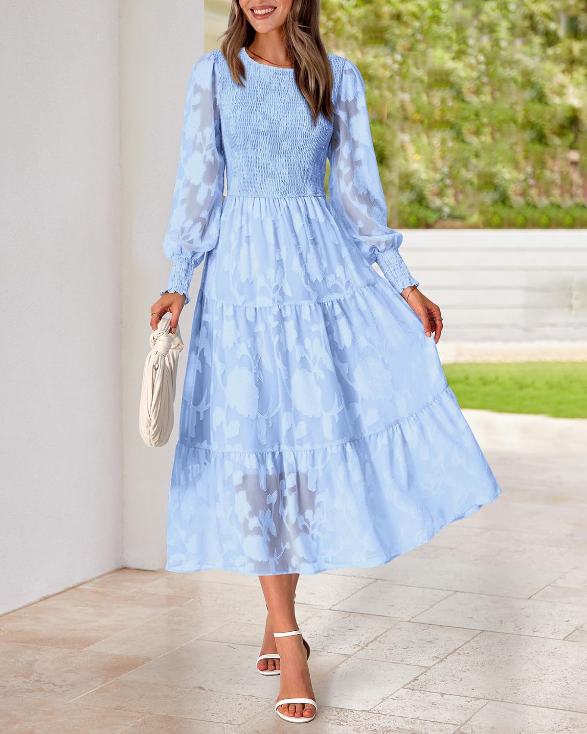 BTFBM Wedding Guest Dresses for Women Spring Fashion 2026 Casual Long Sleeve Floral Maxi Boho Homecoming Dress - Image 4