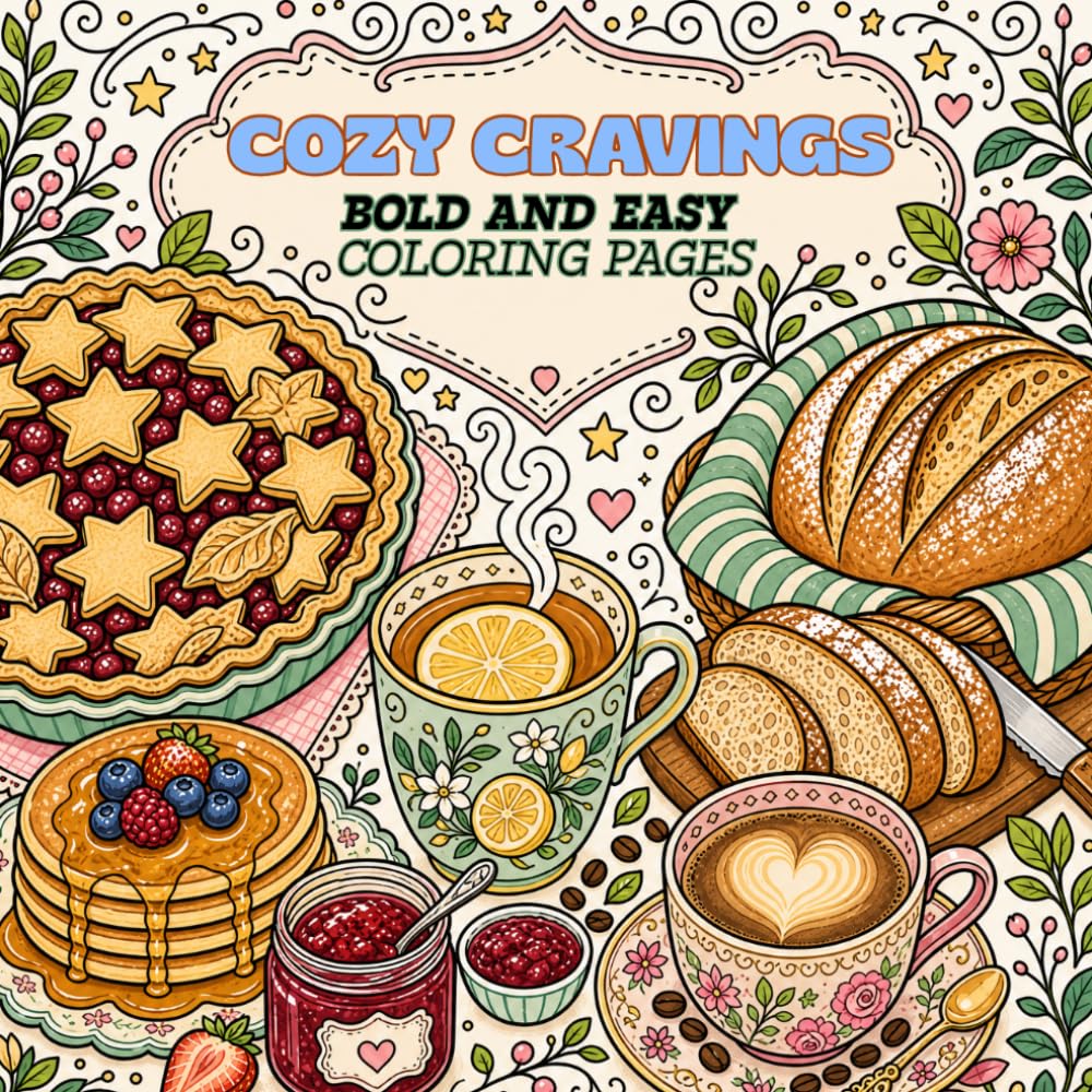 Cozy Cravings Coloring Book: Delicious Comfort Food Illustrations for Stress Relief and Relaxation: A Cozy Coloring Experience with Cute Desserts, ... and Relaxing Food-Themed Designs for All Ages