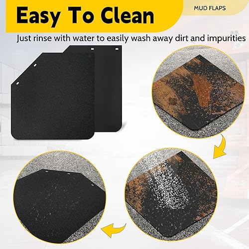 Miniatura 7 de iiLentes 2 aletas de polímero de 24 x 24 pulgadas en ángulo negro resistente, protección universal contra salpicaduras para semirremolques,