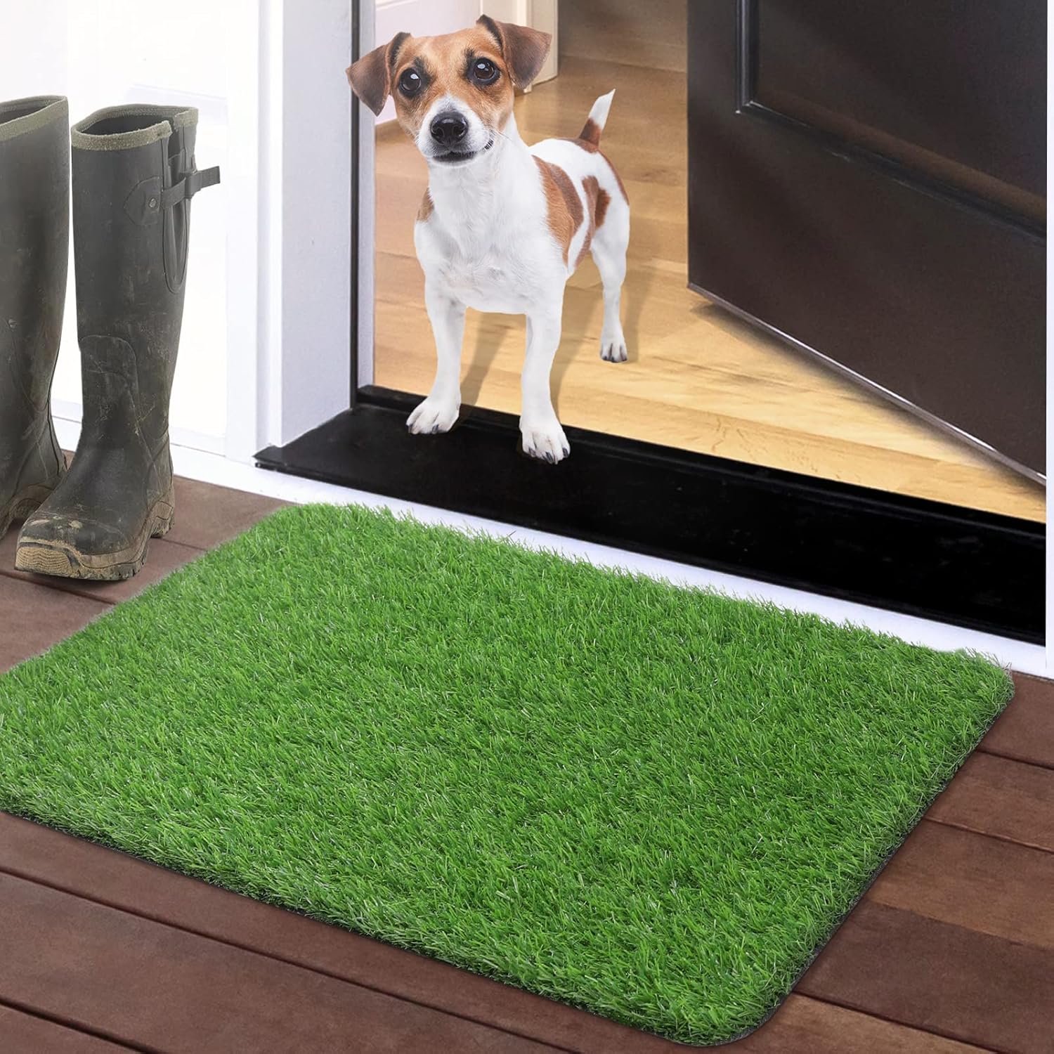 TREETONE Artificial Grass Door Mat, Thick Turf Fake Grass Indoor