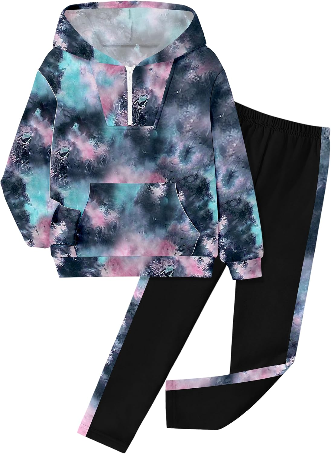 MIGU Girls Clothes Tie Dye Hoodie Sweatshirt + Camo Sweatpants Girls Clothing Sets 2 Piece Fall Winter Outfits 6-14T