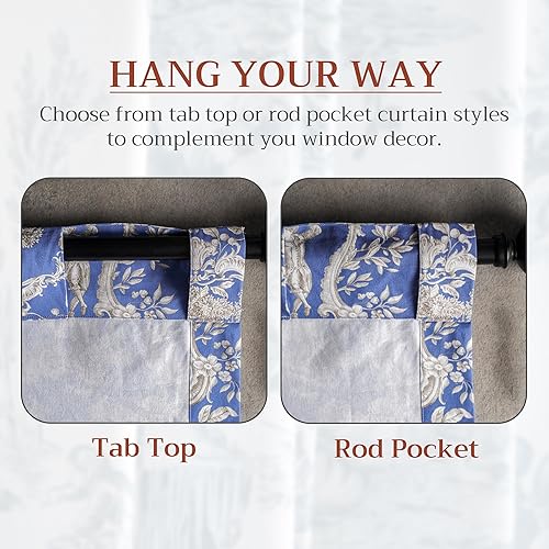 Miniatura 6 de Maison d' Hermine - Cortinas de 100% algodón, 1 panel, con filtro de luz, para sala de estar, dormitorio, con varilla y bolsillos de presillas, Joli