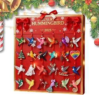 Calendario de de pájaros de Navidad, acrílico 2D de 24 días, juego de decoración colorido de colibrí, decoración de cuenta regresiva para el hogar, oficina, escuela, jardín