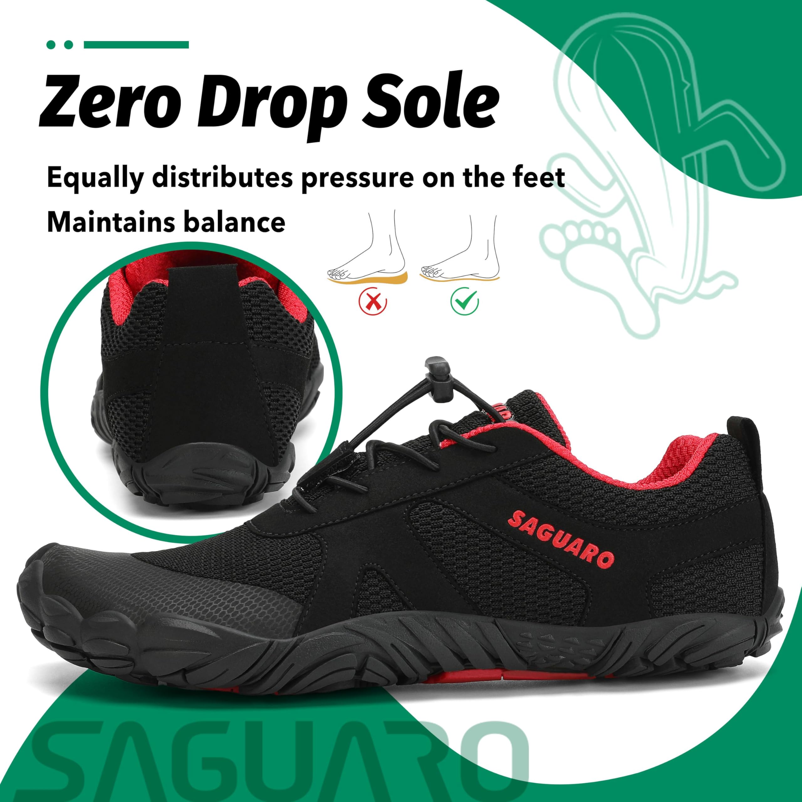 SAGUARO Scarpe Barefoot con Dita per Trekking Trail Running Ginnastica, 36-48