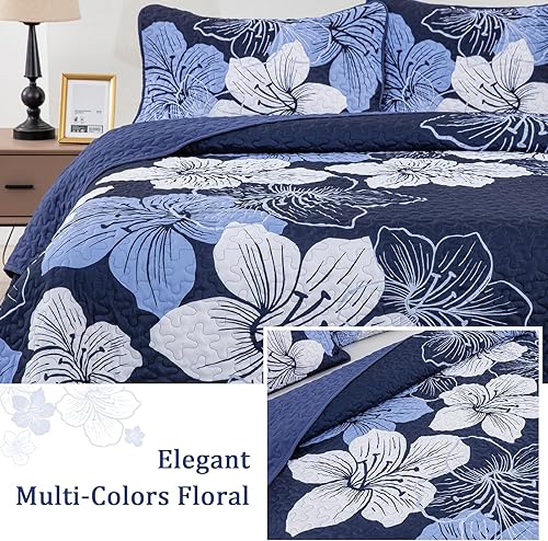 Miniatura 142 de DJY Juego de edredón de 3 piezas, tamaño Queen, con patrón floral amarillo, elegante colcha bohemia con 2 fundas de almohada, juego de ropa de cama