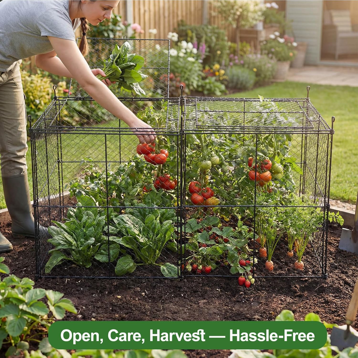 Chicken Wire Cages, 45" L × 23" W × 24" H Plant Protectors from Animals, Large Garden Plant Cage, Protect Plants, Shrubs and Vegetables from Rabbits, Heavy-Duty