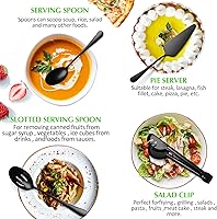 Vista 6 de 12 utensilios negros para servir, de acero inoxidable, finos y vintage, con cucharas de servir, mezcla de cocina para servidor de pasteles, cucharón