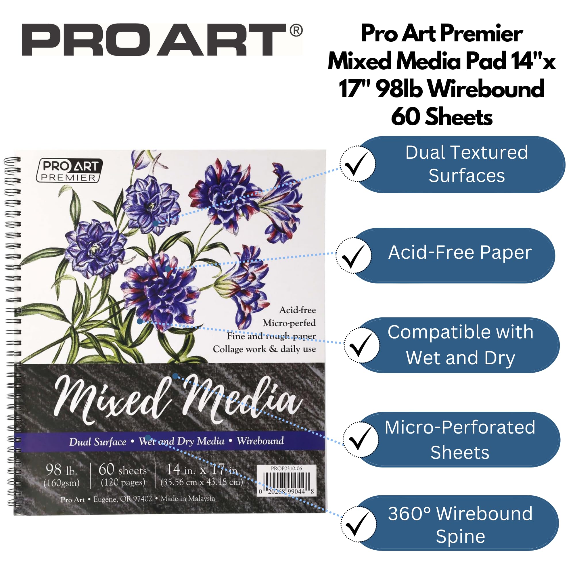 Oat Art Studio Mixed Media Paper Pad - 9x12 Inches, 20 Sheets, 98 Lb (160 GSM) For Painting & Sketching - View #4