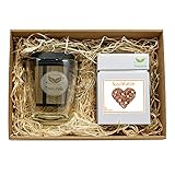 TEALAVIE &ndash; Tee Geschenk Set - TeaForOne Naschkatze | Stilvolles Teeglas mit Dauerfilter und exklusiver Teedose &ndash; 100g Rooibos Karamell