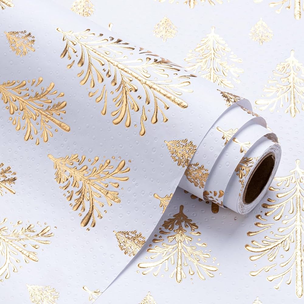 RUSPEPA Christmas Wrapping Paper - Snowflakes, Car & Tree, Stripes - Merry Christmas - 4 Rolls - 76cm X 305cm
