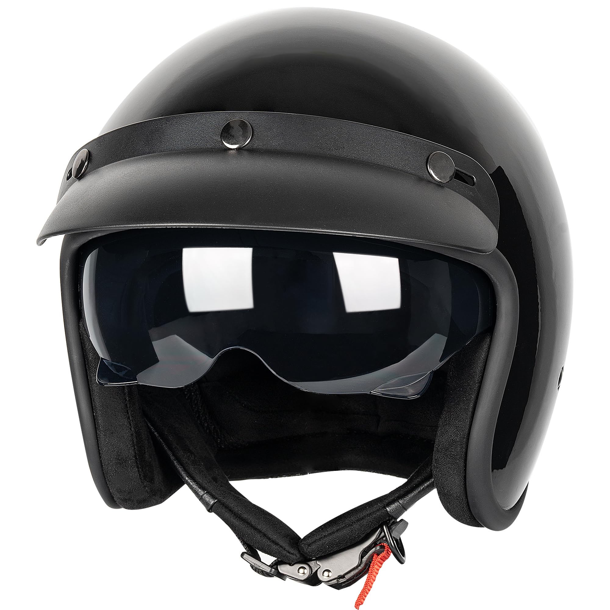 Yesmotor 3/4 Open Face Retro Motorcycle Helmet Vespa Helmet Vintage Helmet for Vespa Motorbike Casco, Moped, Cruiser, Bobber, and Chopper - DOT