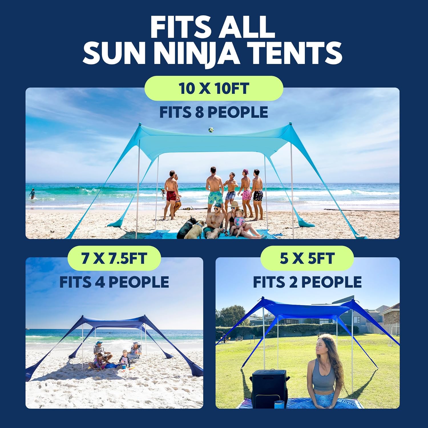SUN NINJA Replacement Beach Tent Poles, 2 Poles Included