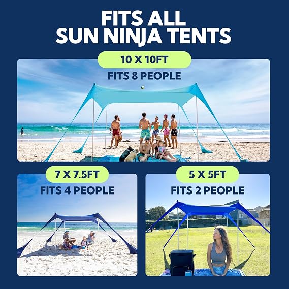 SUN NINJA Replacement Poles for Beach Tent, 2 Aluminium Poles Included