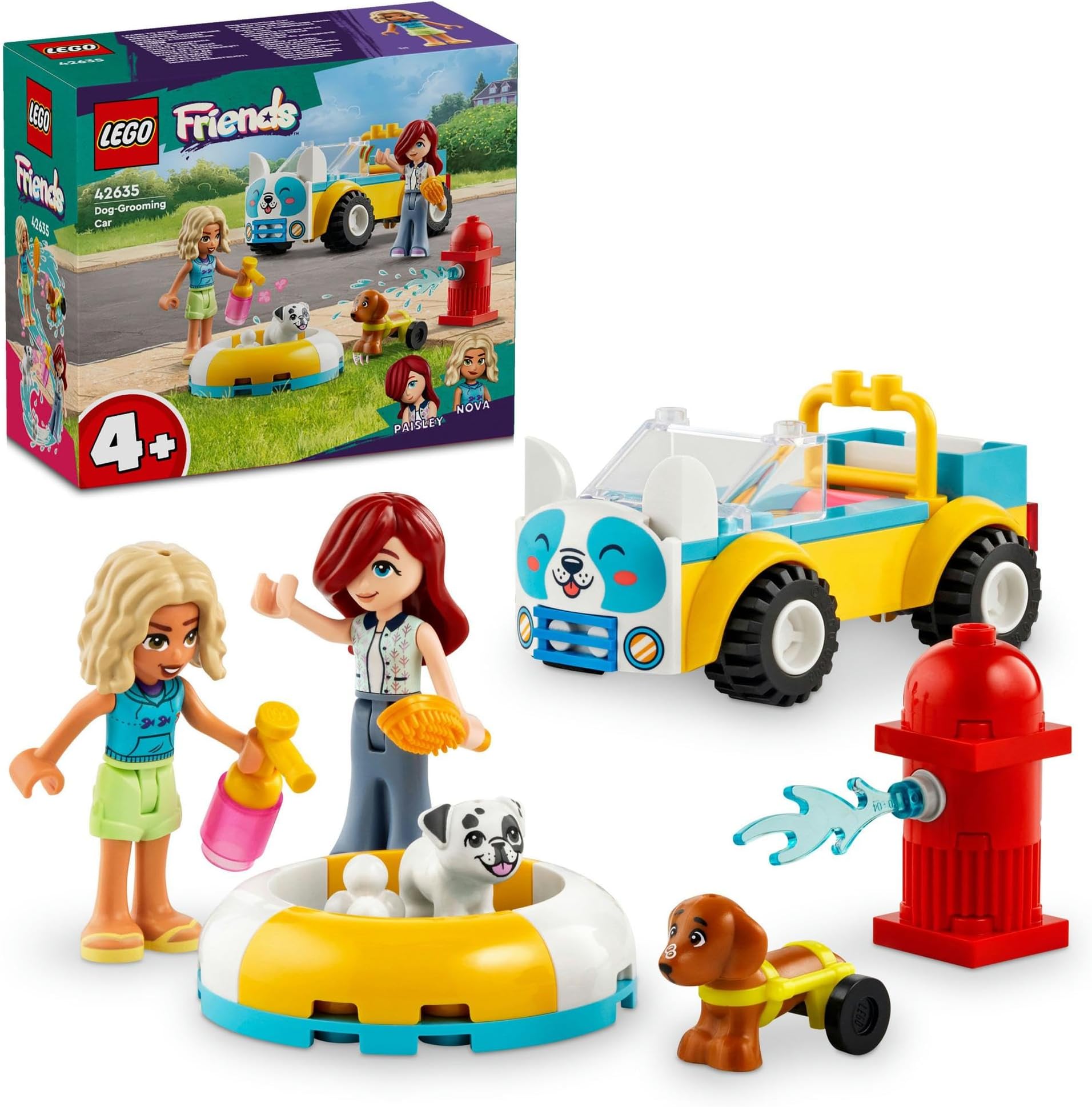 LEGO Friends Dog Pet Salon Car, Toy, Present, Birthday, Blocks, Educational, Boys, Girls, Children, Ages 4, 5, 6, Pretend Play, Dress Up, Animals, Creatures, 42635