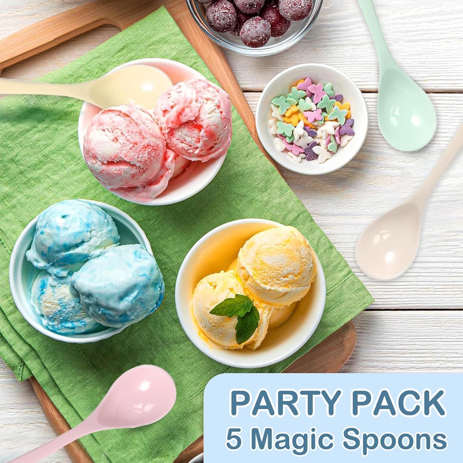 5 Colorful Plastic Spoons, Reusable Colorful Plastic Spoons, High Quality Soup Spoons for Birthdays, Picnics, Parties, Buffets, Weddings, Catering