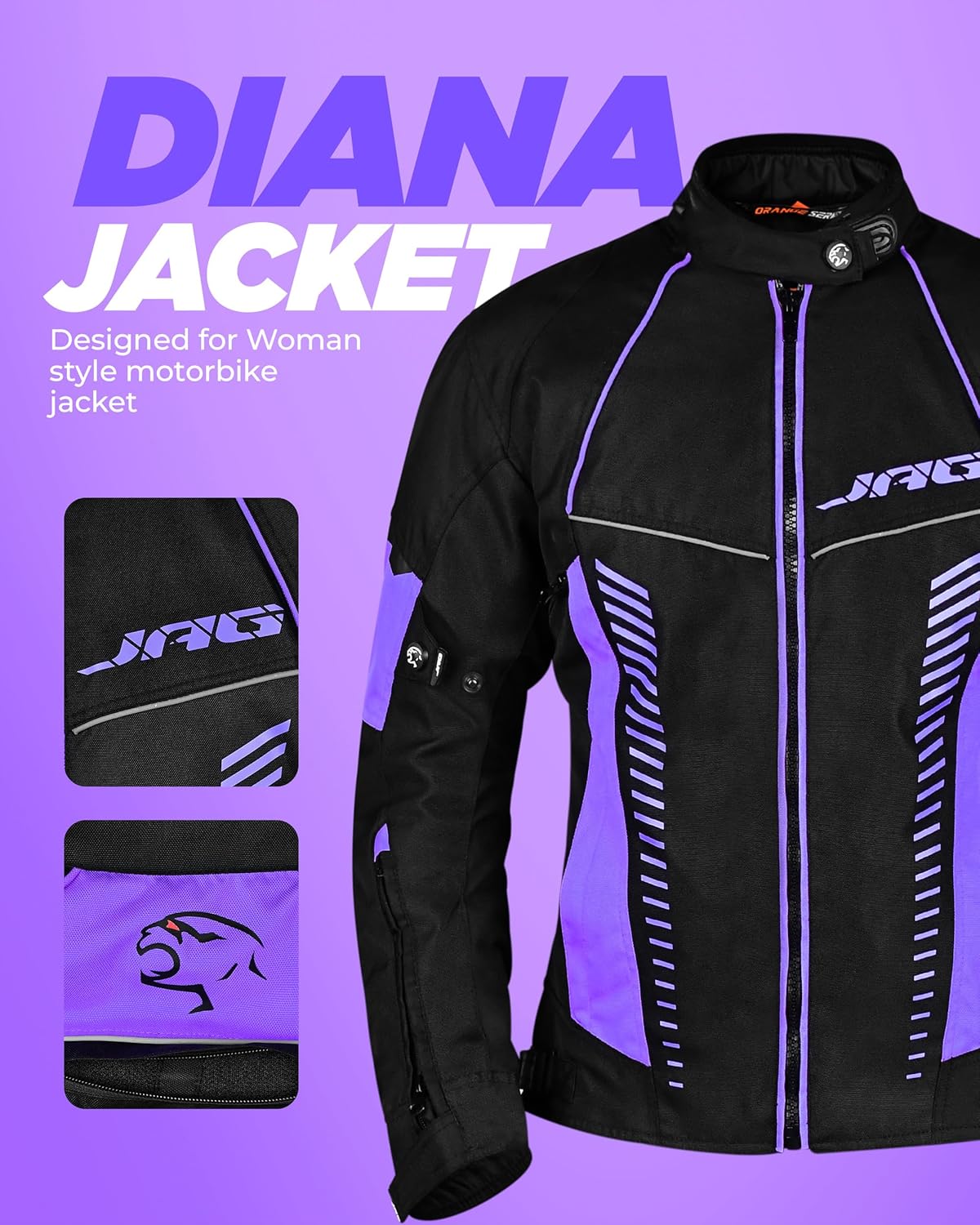 J.A.G. JAG Touring Motorcycle Jacket for Women, All Season Adventure Women's Dual Sport Jacket with CE Armor Cordura Fabric - Image 6
