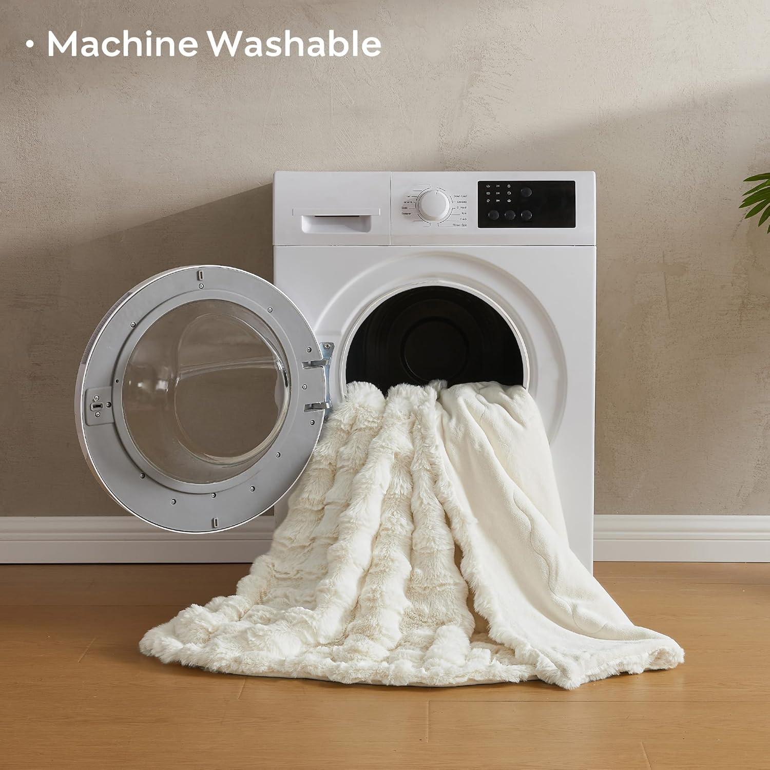 JELLYMONI Plush Duvet Cover Set - Queen Size Beige Faux Fur Comforter Cover 3pcs Bedding Set Luxury Ultra Soft Striped Fluffy Duvet Cover with Zipper and 2 Pillowcases (NO Comforter) - Image 9