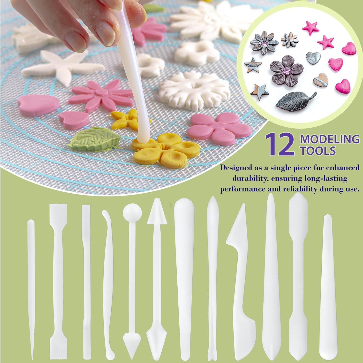 Bakerpan Fondant Modeling & Cutters Tools Set for Cake Decorating - 47 Pc image 3