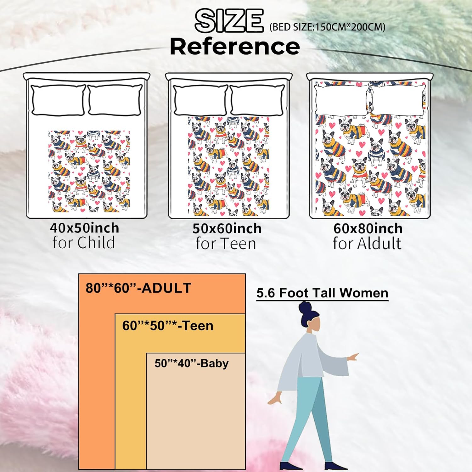 Cute French Bulldog Blanket Gifts for Kids Women Adult Girls,Ccartoon Puppy Dog Throw Blankets,Soft Comfy Lightweight for Home Couch Bed Sofa Farm Cool Decor,Playful Pet Art 50x60in - Image 3