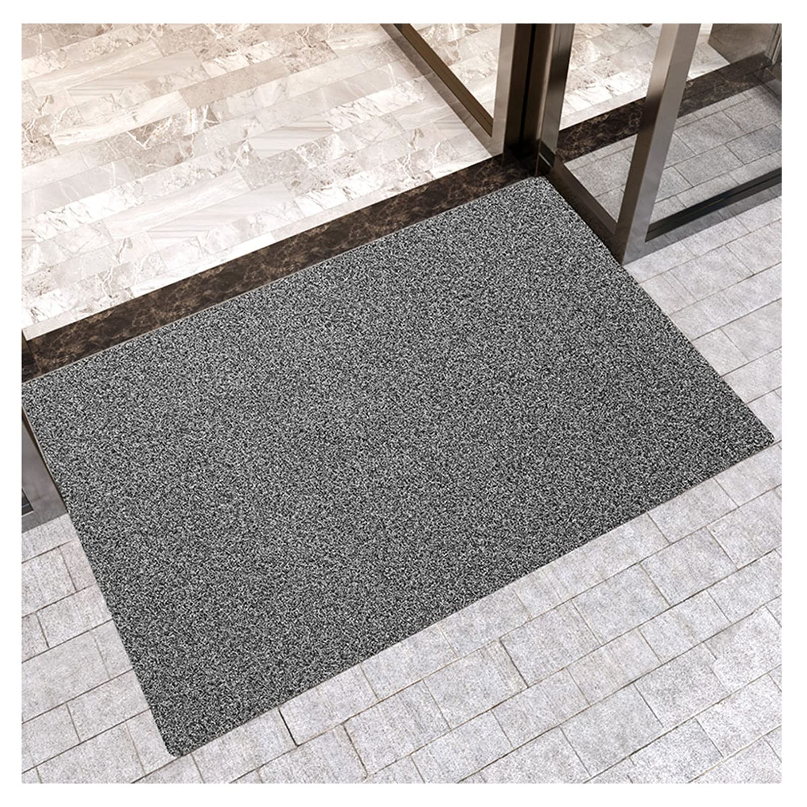 Tapis d'entrée résistant gris 57x87 pour stopper la boue et l'eau