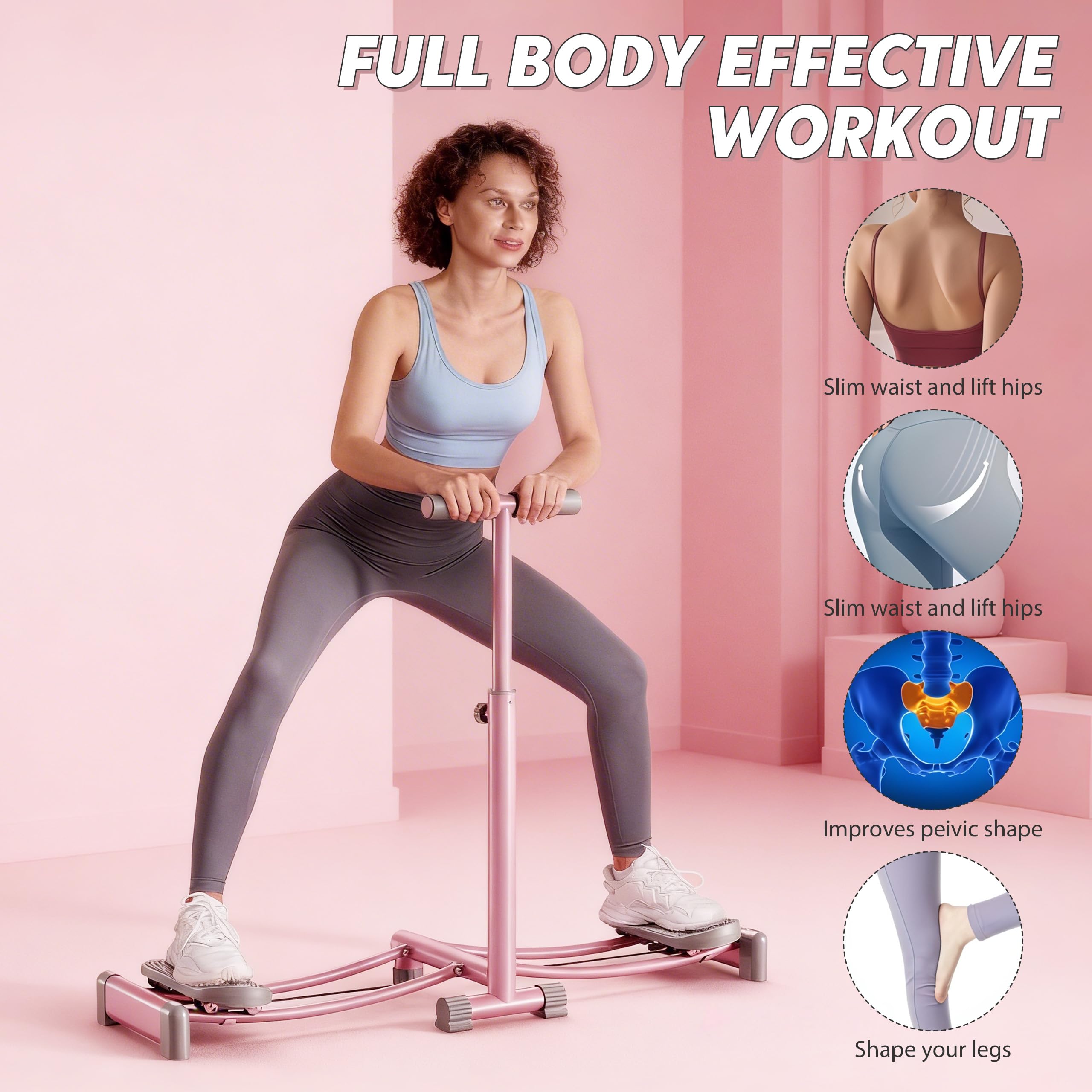 Simulierte Skimaschine Oberschenkeltrainer mit Höhenverstellbaren Armlehnen Beckenbodentrainer für Frau Faltbarer Trainingsgerät für Bauch Beine Po, Core & Cardio Fitnessgerät