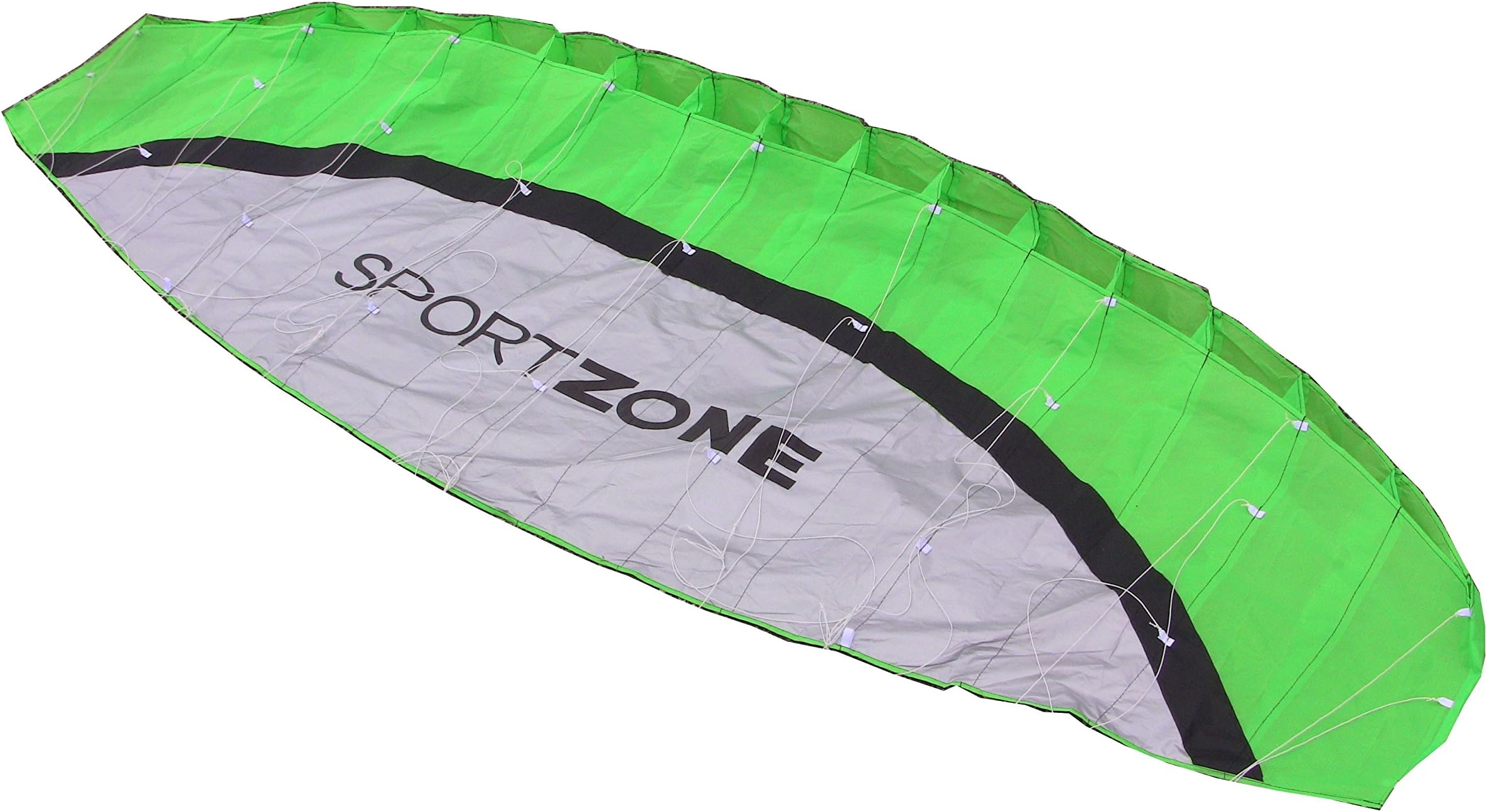 Kiteboarding Beginner Basic Training Kite Green 2.5 m Size with Flying Lines and Handles Kitesurfing
