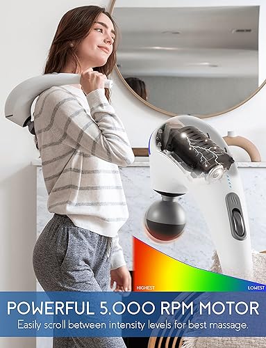 Miniatura 3 de Zyllion Masajeador de mano para espalda y cuello  Masaje eléctrico recargable inalámbrico de tejido profundo con calor para atletas, recuperación y