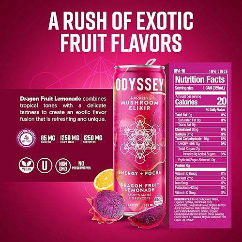 Miniatura 3 de ODYSSEY ELIXIR - Bebida energética de hongos - Melena de león y cordyceps - Enfoque mental y alivio del estrés - Alternativa al café de hongos -